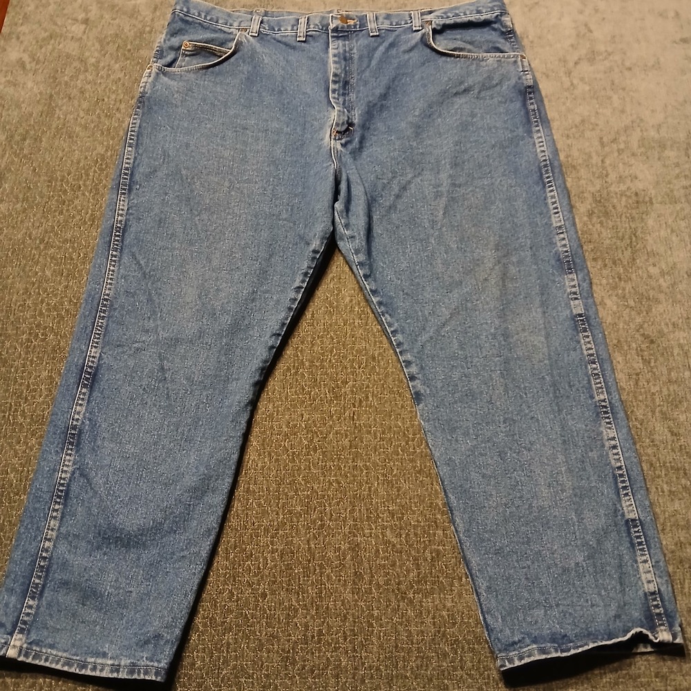 Wrangler Five Star Premium Denim Jeans Mens 46x28 Medium Wash Straight Relaxed
